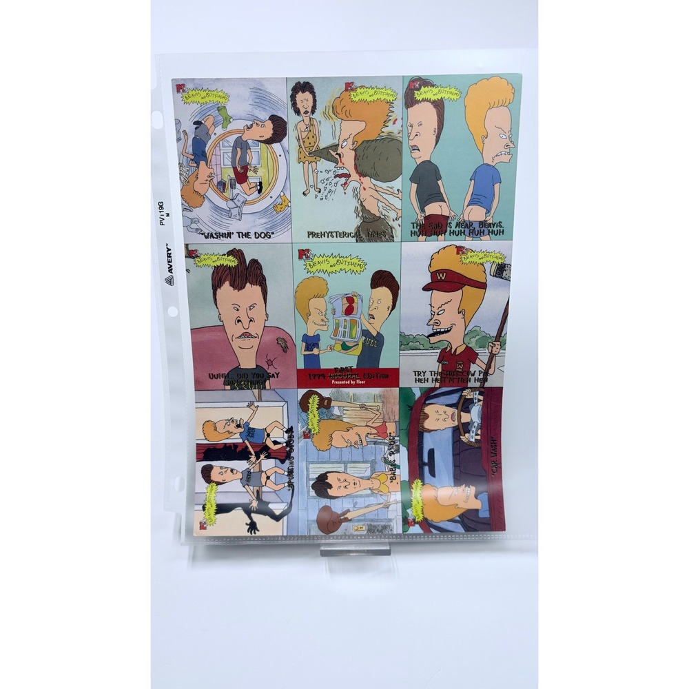 1994 Fleer Ultra MTV Beavis and Butt-Head Uncut 9 Card Promo Sheet Vintage